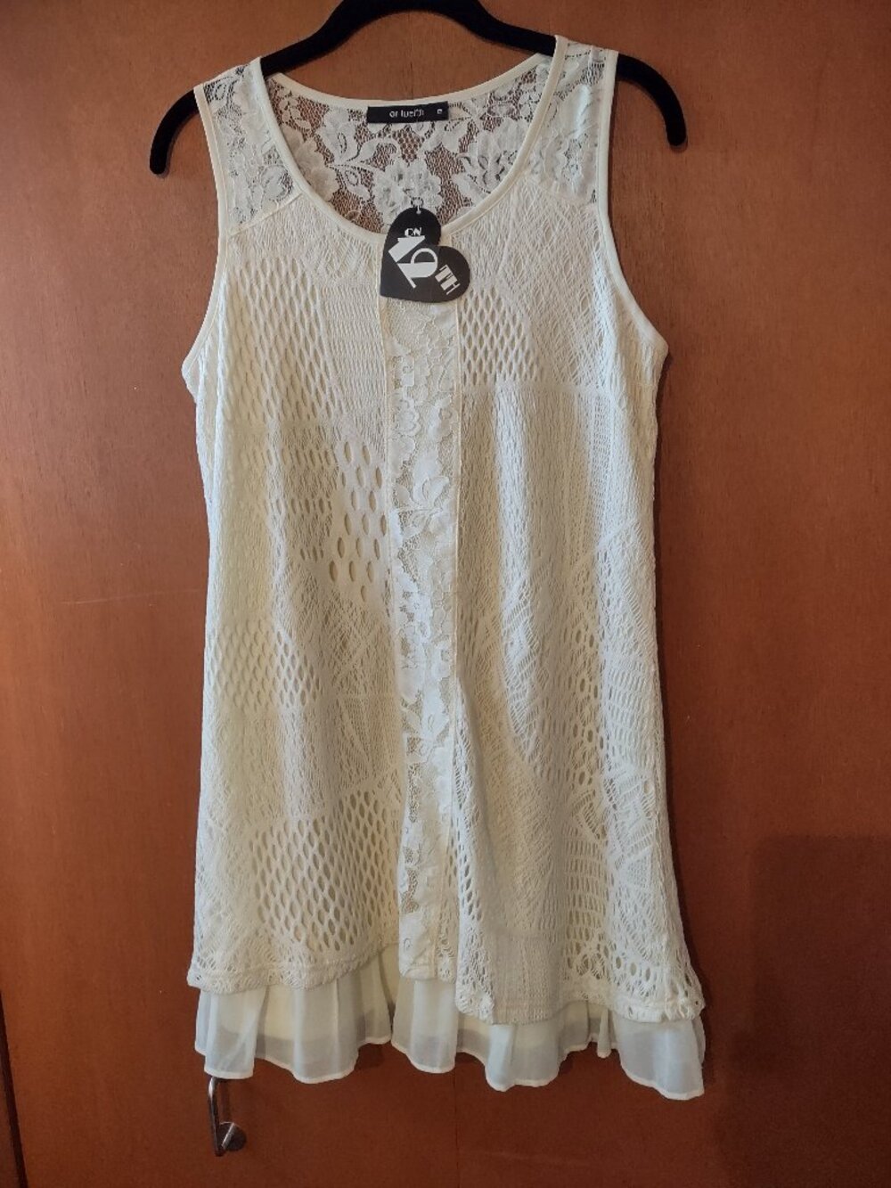 On Twelfth Cream Lace Sleeveless Dress – Size M